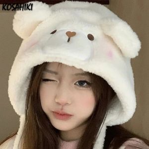 Zimowa kreskówka Little Bear Kobiety zagęszczające ciepło kapelusze moda wróżka cała mecz streetwear cap y2k preppy girl kawaii hat 240507