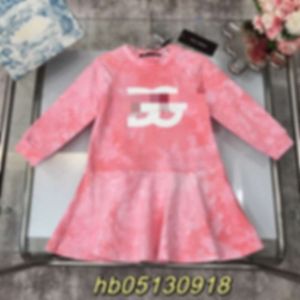 kids Dresses Early Autumn Gradient Color Guards Dress Thread Cuff Splice with 100 Pleats at the Hem Design Terry Sweater