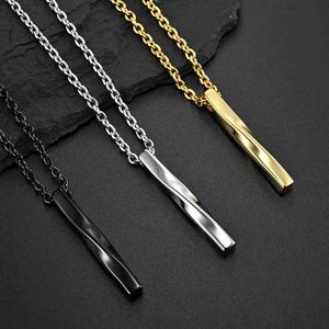 Pendant Necklaces 2024 Black Rectangular Pendant Necklace for Mens Fashion Simple Stainless Steel Chain for Womens Necklace Fashion Jewelry Gifts J240516