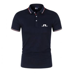 メンズ夏のゴルフシャツクイックドライ通気ポロシャツファッション半袖トップJリンデバーグゴルフシャツメンズTシャツ240518