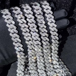 14 mm-15 mm Micro Pave Prong Cuban Chain Naszyjniki Modne Hiphop Pełne mrożone kryminanie biżuteria dla mężczyzn kobiety