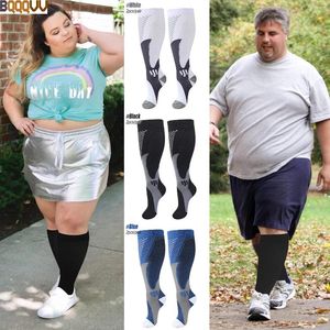 Sportstrumpor 1Pair Plus Size Compression för kvinnor Män bred kalv 20-30mmHg Extra stort knähög stödcirkulation (2xl-7xl)