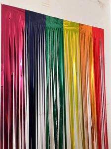 Party Decoration 6colour Patchwork Backdrop Curtains 2 Meters Glitter Glossy Fringe Tinsel Foil Curtain Birthday Wedding
