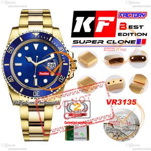 1166618LB VR3135 Homens automáticos Relógio KF 40 Moldura de cerâmica Dial azul 18K Gold amarelo embrulhado 904L OyStesteel Steel Bracelet Super Edition Mesmo Cartão de Série Puretime Puretime