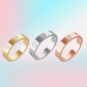 Yeni Klasik 2024 4mm 5mm 6mm Titanyum Çelik Alaşım Silver Love Ring Erkek ve Kadın Gül Altın Moda Vidası Tase Tasarımcı Lüks Çift Alyans Toptan