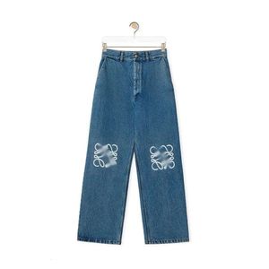 Loeweve jeans designer byxa ben öppen gaffel tät capris denim byxor tillägg fleece tjockare varm bantning jean byxor märke kvinnor kläder broderi tryckning 513