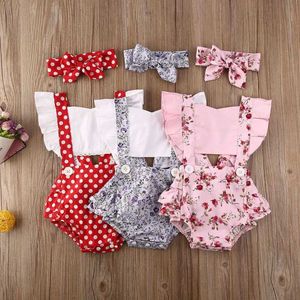 Set di abbigliamento da 0-24m per bambina abbigliamento a pois con tuta manica a mosca con 3 pezzi di set da bambina estiva J240518