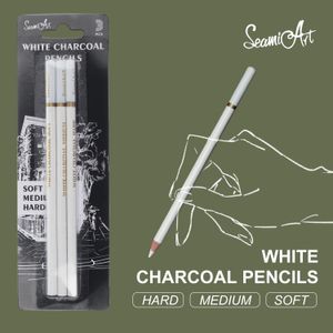 Seamiart 3pcs White Softmediumhard Lápis de carvão para esboço Ferramentas de arte de caneta de carbono Office Supplies Lápis 240511