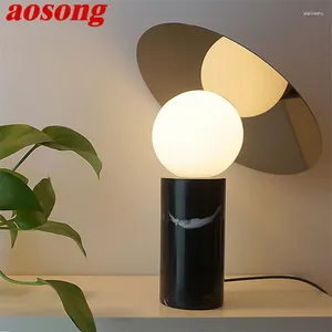 Настольные лампы Aosong Modern Office Light Creative Design Simple Marble Dest Lamp Last Decorative для фойе гостиной спальня