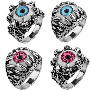 Band Rings Mens Fashion Retro Dragon Claw Evil Rfashion Devils Eye Party Ring Mens smycken Anime Skull Hip Hop J240516