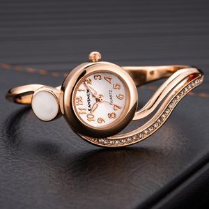 Armbandsur Watch for Women 2021 Ladies 18K Gold Gemstone Unique Design Quartz Watches Coff Bangle Clock Zegarek Damski 267L