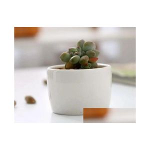 Planters Pots 240Pcs Ceramic Bonsai Wholesale Mini White Porcelain Flowerpots Suppliers For Seeding Succent Indoor Home Nursery Fac Dhl9F