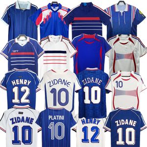 1998 2006 Zidane Retro Soccer Maglie 1982 1984 Platini Henry Football Shirt 1990 1996 Rezeguet Desailly Maillot de Football French Classic Vintage Jersey