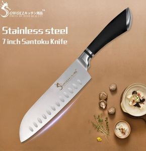 Narzędzia do gotowania Wysokiej jakości nóż ze stali nierdzewnej 7 -calowy japoński nóż kuchenny bardzo ostry Santoku Kiten Knife5173271