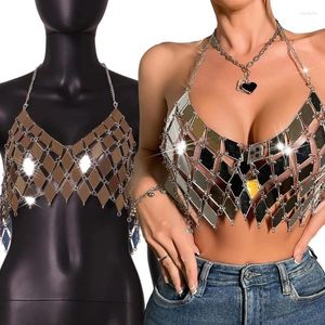 Kobiety dla kobiet cekiny Diamond Camisole Body Break Biżuteria Seksowna bez pleców Crop Top Festival Party Costume