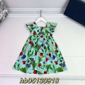 Kinderkleider Frühlings-/Sommer -Mädchen Blumenbild kleine fliegende Ärmel vor Schulter Long Beach Kleid
