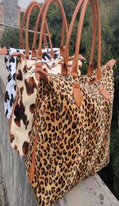 Leopard Cow Weekend Handbag Large Capacity Travel Tote Handle Sports Yoga Totes Storage Maternity Bag Fur Weekend Bags 17Inch RRA38525395