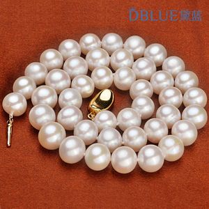淡水真珠9-10mm近くの丸い完璧なシンプルで寛大なネックレスXL116-1910女性のためのトップス