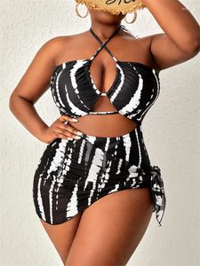 Mulheres de banho feminina de tamanho grande Mulheres Halter Criss Cross Hollow Out One Piece Swimsuit 2024 VERMALO DE TEMPO DE VERMAIR