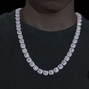 Пропуск бриллиантового тестера 10 мм цепь D Цвет VVS Moissanite Stone Hip Hop Custom Sier Теннисное ожерелье