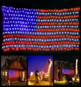 DHL 30V American Flag LED STRING LIGHTSハンギング装飾品庭の装飾ネットライトクリスマス防水屋外妖精LIG3233748