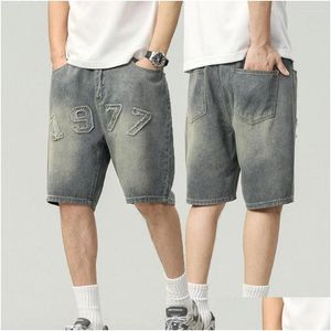 Men'S Jeans Plus Size Stretch Denim Shorts Men Streetwear Mens Clothing Summer Light Blue Man Cotton Straight Fit Short Drop Deliver Dhhuv
