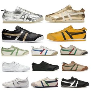 Tiger México 66 Tênis de corrida Tênis femininos Menções Sênis de lona Canvas LOAFER LOAFER SLIP-O-O-O-O-O-On Green Kill Bill Triple Black White Silver