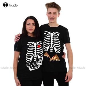 Moderskapstoppar tees gravida kvinnor baby skelett halloween t-shirt topp skelett roligt graviditet skräck t-shirt mens anpassade aldalt ungdom unisex xs-5xl h240518