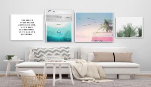 Sea Palm Trees Bus Landscape Wall Art Canvas Poster Motivational Quote Print Painting Decorative Picture for Living Room5227819