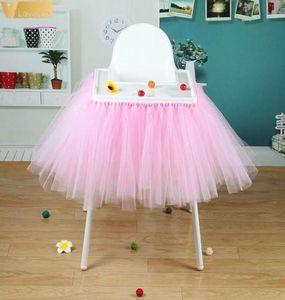 Hög baby shower tutu tyllbord kjolar 100x35 cm födelsedag hem textil för bord kjol stol hem textilier party leverans13322219