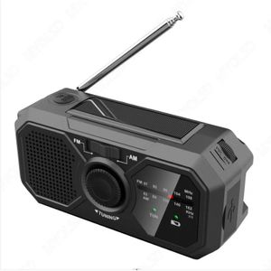 DR366屋外緊急IPX4 AMFM天気ダイナモハンドクランクラジオ付きSOSトーチ緊急パワーバンクソーラーパネル240506
