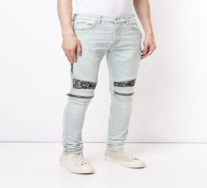 Aluxury Solid Classic Style Fashion Herren Jeans Ankunft Biker Wäsche Jeans Distressed gewaschene Jeans Zebra Streifen Top -Qualität US UK 1648786