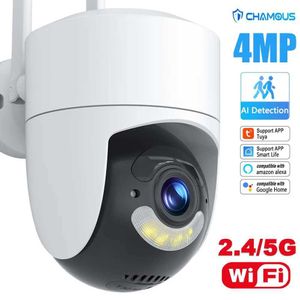 Kits de câmera sem fio 2k 4mp WiFi IP Camera 2.4g 5g Wi -Fi Outdoor Tuya Smart Home CCTV Alexa Google Home PTZ 360 Mini Video Video Surveillance Camera J240518