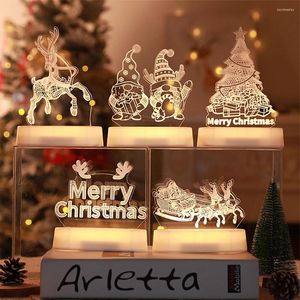 Masa lambaları Noel dekoratif akrilik lamba 3D Elk Ağacı Rudolph Merry LED Gece Işığı Noel Partisi Dekor Dekar