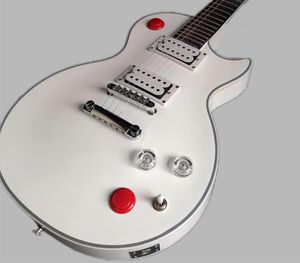 Kill Switch Buckethead Signature Alpine Alpine White Electric Red Button Arcade Button、Baritone 24 Jumbo Frets、Metal Tuilp Tuners 1959