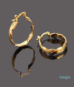 22K 23K 24K Thai Baht Fine Yellow Gold GP Earrings Hoop E India Jewelry Brincos Top Quality Wave1415285