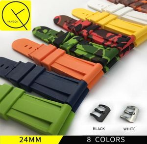 Camouflage 24 mm de borracha de borracha de silicone de 24 mm fivela de aço inoxidável durável para homens de panerai assistir Bracelete colorido Man Tool2978881