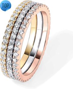 Pavoi 14K Gold Plated Solid 925 Sterling Silver CZ Simulated Diamond Stackable Ring Eternity Bands for Women