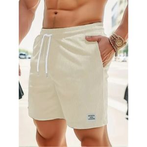 Summer Pure Fashionable Color Lace-Up Sweatpants Corduroy Simple Three-Quarter Shorts Casual Pants 240518