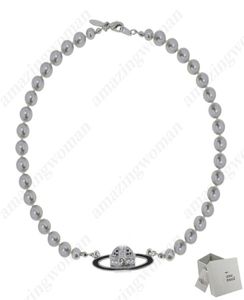 Collana di lacca di saturno perla con perline da tennis diamanti signore stile vintage stile vintage con box1884082