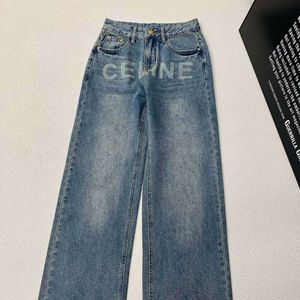 Basic Casual Kleider CE24SS NEU NEUE HEALTE INDUSTRIE HOTIOND DIAMAND JEANS Frauen Mode vielseitiger Buchstaben gedruckt gerade Beinhosen einfache Frauen