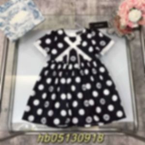 Vestidos primavera no verão garotas pretas de polka polca vestido de estampa com corte 3d de corte simples de moda generosa tesouro