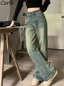 Jeans femminili dritti donne vintage sciolte streetwear primaverili sbiancati in stile coreano Studenti di moda all-match quotidianamente casual slim