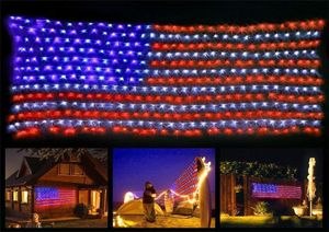 DHL 30V American Flag Led String Luzes pendurados Ornamentos de jardim Luzes de decoração de jardim de Natal à prova d'água de fada ao ar livre LIG3672618