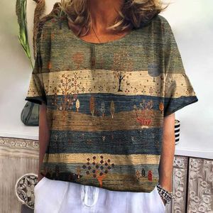 Kvinnors t-shirt Summer Plaid T-skjorta för kvinnor o nacke casual tröja ts Haruku kläder plus size size kort slve blus kvinnliga mode tops t240518