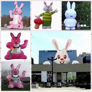 wholesale Outdoor Games Happy Easter Decor Inflatable easter bunny more style rabbit balloon with blower Customized on sale