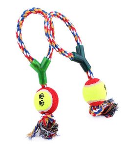 2018 Nya hundleksaker Bomull Rop Y Word Single Ball Pet Dog Training Toys Hållbara små eller Big Tennis Toy 1230241