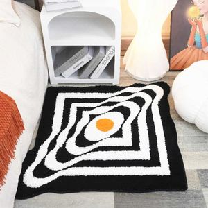 Dywany gromadzące dywan Kreatywność Kreatywność Czarno-biały Bullseye Trójwymiarowy salon sypialnia Zgębienie Zagęszczona chłonność H240517