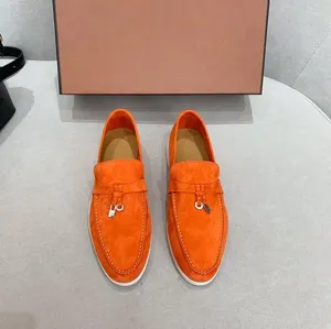 Casual Shoes Designer Högkvalitativa loafers Women 2024 Suede Leather Flat Walking Mocasines Driving Shoe Men's