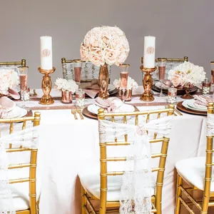 2024 Fashion Elegant Vintage Wedding Chair täcker spetsar Ruffles Flower Sashes Wholesale Party Supplies Tillbehör 04